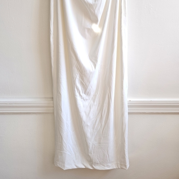 New Torn by Ronny Kobo Selena Strapless Cutout Rosette Bodycon Ivory Midi Dress - Picture 11 of 15